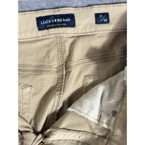 Lucky Brand 363 Straight Pants Mens 31x32 Khaki Beige Stretch Casual Cotton - Picture 3 of 10